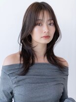 チョコグレージュ/20代30代大人かわいい/ミディアムレイヤー