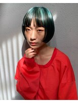 フェンヘアーアイス 中目黒(Fen.hair ici)&nbsp;20代30代ブリーチカラー◎ミニボブ×エメラルドグリーン