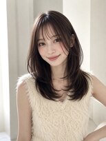 アディクト イースト 東陽町東口(addict EAST) ミディアムレイヤーダークブラウン顔まわりレイヤー