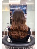 コテ巻きパーマロングミディアム伸ばしかけ韓国風デジタルパーマ