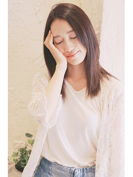 ランプヘアー(LAMP HAIR) 前髪なしナチュラル黒髪暗髪縮毛矯正ストレートセミロング