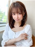 20代30代40代小顔ワンカール シースルーバング ベージュカラー