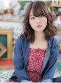 ★くせ毛風外巻きパーマ斜めバングくびれヘア20代30代40代★8