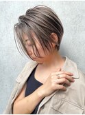 外国人風前下がりショート ハイライトバレイヤージュ t86