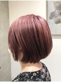 Wカラーアルティストピンク×収まるボブ