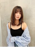 前髪カタログアンブレラカラーこなれミディウェーブパーマ大宮