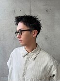 スパイキーショート　ツイストスパイラルパーマ　ブルーブラック