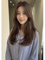 オズ 安積店(OZ) 安積顔周りレイヤーカット韓国ワンホンヘアベージュカラー30代