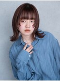 ミディアムロングウルフレイヤー顔周りレイヤー_F40145