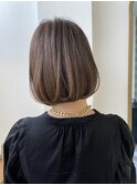 縮毛矯正くびれヘアアプリコットオレンジハイライトカラーボブ