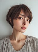 ピンクベージュ/アンブレラカラー/クールショート/前髪/大口子安