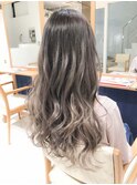 アッシュグレージュグラデーションカラーロング! デザインカラー
