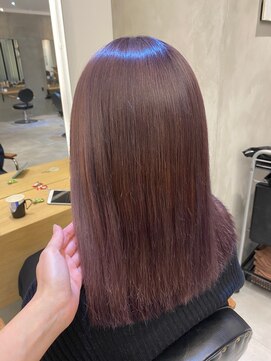 ジーナ 博多(Zina) 小顔セミウェットウェーブピンクベージュハイライトカラー