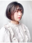 【morio原宿】黒髪ボブ　前下がりボブ　天使の羽バング