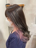 ロア 福岡天神本店(LORE)&nbsp;ミディアム×インナーカラー×ピンクカラー