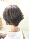 髪質改善 ショートボブ 抗酸化カラー グレージュ
