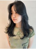 レイヤーカット×ロングレイヤー×黒髪×地毛風カラー×20代30代