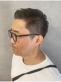 大人カッコよさ惹き出すアップバングアッシュブラック【新大阪】