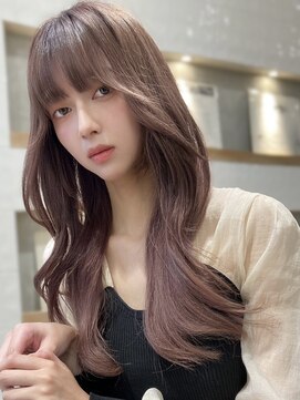 フォンズ(FONS) ピンクグレージュ/レイヤーカットロングヘア学割U24ケアブリーチ