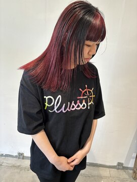 イル(ill) デザインカラー レッドカラー ブラック ロング 大須