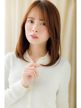 カバーヘア イヴ 戸頭店(COVER HAIR EVE) オレンジベージュ艶感ストレート小顔ワンカールZ戸頭30代40代