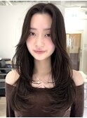 ハイライトカラーミルクティーベージュレイヤーカット
