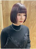顔まわりレイヤー/ボブ/チェリーレッド