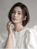 大人可愛い20代30代40代小顔ミディアムレイヤーグレージュ