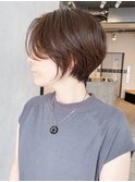 ブラウンショート_グレージュカラーボブウルフ_ba403721