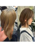 くびれショートボブ40代50代グレイカラー白髪染め白髪ぼかし