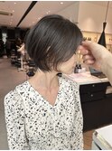 大人かわいい丸みショートボブ耳かけ髪質改善