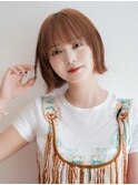 大人可愛い20代30代40代黒髪前下がりひし形小顔ボブ丸みショート