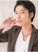 七三分け ダークアッシュツーブロックショートc新所沢