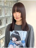 レッドブラウン×姫カットストレート