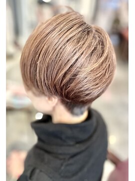 丸みショート/アッシュピンク/白髪ぼかし/ショート/髪質改善/