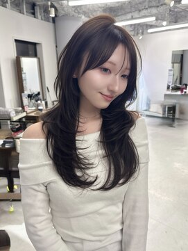 ハピネス 梅田茶屋町店(HAPPINESS) 韓国ヘア/ウルフレイヤー/顔周り/ブリーチなしココアブラウン