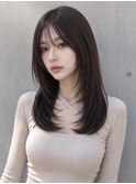 セミロングナチュラルレイヤー顔周りレイヤー似合わせ