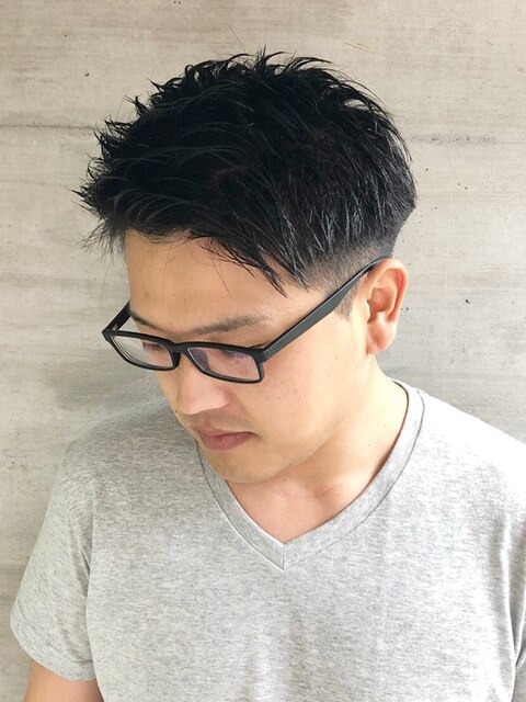 20代30代40代メンズビジネスツーブロックアッシュブラック