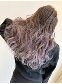 ラベンダーグレージュグラデーションケアブリーチバレイヤージュ