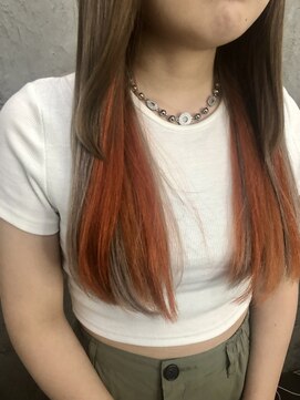 ルーツアイリー 心斎橋(ROOTS IRIE) シールエクステ☆長さ出し+インナーオレンジ