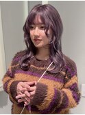 パープルグレージュ / うる艶ハイトーンカラー /波巻き/群馬太田