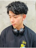 ツイストスパイラルパーマ 束感 黒髪 ツーブロック 爽やか