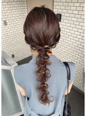 編み下ろし　玉ねぎヘア　ローポニー　参列ヘア