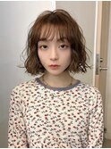 〒ミディアムパーマデジタルパーマボブパーマチェリーブラウン