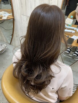 ロンドアジュール 横浜(Lond azur) オイル配合！イノアカラー×透け感グレージュ髪質改善ストレート