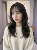 巻き髪風デジタルパーマくびれミディアムパーマコテ巻き風パーマ