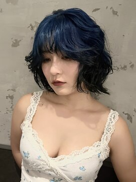 キャロルガーデンズ ボコカ 表参道(Carroll Gardens bococa) ルーツカラー/ボブ/巻き髪/ブルー【riNa】