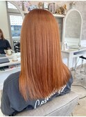 10代20代30代カジュアルオレンジブリーチカラーセミディ