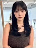 レイヤーロング/ヘルシースタイル/韓国ヘア/ベビーピンク/新宿