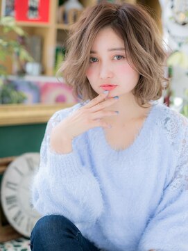 カバーヘア イヴ 戸頭店(COVER HAIR EVE) 外国人風ハイライトAラインボブこなれヘアc6戸頭10代20代30代